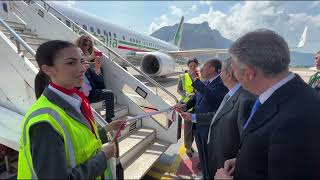 Primo volo inaugurale della compagnia Aeroitalia sulla tratta PalermoRoma Fiumicino [upl. by Leziar]