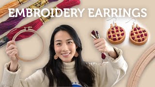 Embroidery Earrings pie  process materials tips amp tricks [upl. by Mansoor]