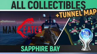 Maneater  Sapphire Bay  All Collectibles Locations 🏆 All Landmarks Licence Plates amp Caches  Map [upl. by Imaj3]