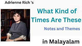 What Kind of Times are These Explained in Malayalam Adrienne Rich [upl. by Hakym]