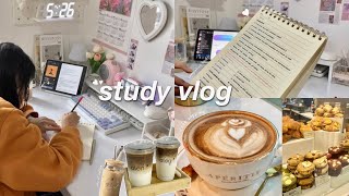 a very productive study vlog 🥐 waking up at 3 am lots of coffee notetaking cafe hopping amp more [upl. by Gustie]