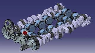 Roots compressor  Opposed piston two stroke diesel engine animation [upl. by Enyamart387]