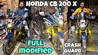 Honda CB 200 X Modification  bike Modified  CB 200x Modified  cb200 x crash guard [upl. by Aicnom661]