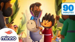 The Palm Sunday Story PLUS 14 More Cartoon Bible Stories for Kids [upl. by Joellyn784]