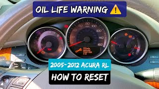 Oil Life Reset  Acura RL 20052012 How To Maintenance [upl. by Slohcin]