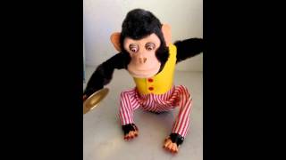 Vintage Monkey Toy Banging Cymbals Musical Jolly Chimp [upl. by Nebur]