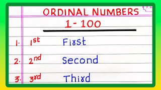 ORDINAL NUMBER 1 TO 100 IN ENGLISH [upl. by Timmie]