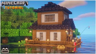 Minecraft  How to Build a Japanese Lake House Tutorial [upl. by Leavitt]