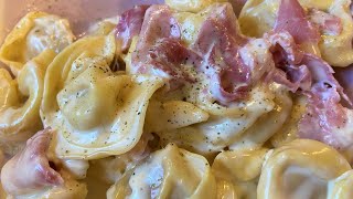 Tortellini with Cream and Ham  3min meal idea Shorts [upl. by Thordis]