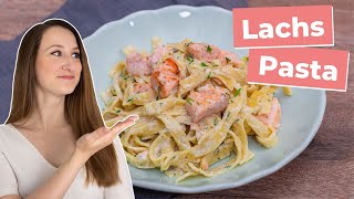 LACHS PASTA mit Sahne Soße schnelles ONE POT Rezept Lachsnudeln 🐟 [upl. by Margalo]