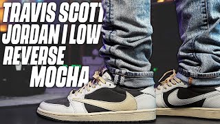 Travis Scott x Air Jordan 1 Low quot Reverse Mocha quot Review And On Foot In Foot 4K [upl. by Schott]