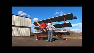 Fokker Triplane LeRhone engine first run [upl. by Kristal]