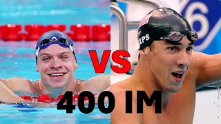 Michael Phelps VS Leon Marchand 400 IM  Side By Side Comparison [upl. by Aneet]