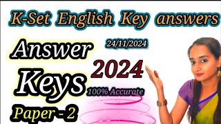 KSet English key answers 2024 [upl. by Dniren]