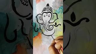 Easy Ganesha Watercolor Painting shorts painting youtubeshorts ytshorts [upl. by Buatti]