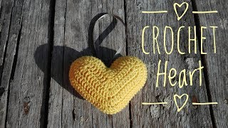 Crochet Heart â™¥ï¸ Tutorial Step by Step Herz â™¥ HÃ¤keln Anleitung [upl. by Satsoc681]