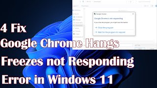 Google Chrome Hangs Freezes not responding error in Windows 11  4 Fix [upl. by Oilla]