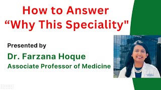 How to Answer “Why This Specialityquot During Residency Interview usmle img [upl. by Rediah]