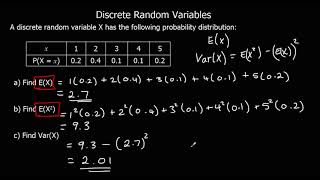 Discrete Random Variables The Expected Value of X and VarX [upl. by Furgeson]