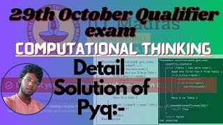 Pyq 29 October qualifier Exam IIT Madras Online degree iitmadras [upl. by Milone801]