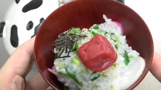 Seven Herbs Rice Porridge NanakusaGayu with Panda Pot Easy Cooking [upl. by Siramad]