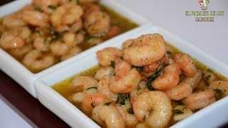 Como hacer gambas al pil pilcreveți cu usturoiprawns with garlic crevettes à lail [upl. by Rivi]