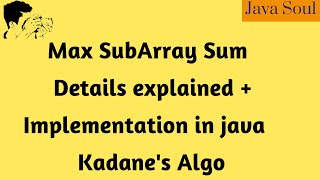 maximum subarray sum  kadanes algorithm  java [upl. by Aseeram85]