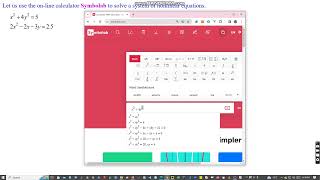 Online calculator Symbolab to solve a system of nonlinear equations [upl. by Eanrahs958]