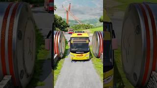 Cement Trucks and Cargo Bus CRASH into Bollardsbeamng shorts beamngdrive [upl. by Kaila]