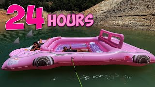 24 Hours Overnight on a GIANT PINK inflatable LIMO [upl. by Asirrom]