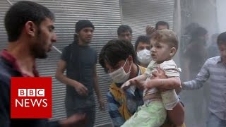 Footage shows Aleppo under bombardment  BBC News [upl. by Enylecoj]