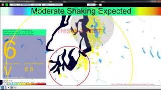 ShakeAlert Earthquake Early Warning Simulation of 2001 Nisqually Earthquake M68 [upl. by Ppilihp865]