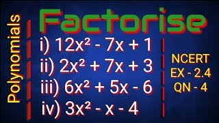 Maths Class 9 Ex 24 QN 4 Factorise [upl. by Pickett]