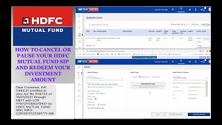 How To Cancel Or Pause Your HDFC Mutual Fund SIP And Redeem Your Investment Amount [upl. by Ladnor299]