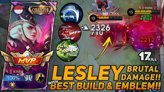 BRUTAL DAMAGE LESLEY NEW ONE SHOOT BUILD IS HERE🔥 LESLEY BEST BUILD 2024 MLBB [upl. by Teerprah]