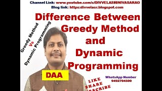 Compare Greedy Method and Dynamic Programming  Greedy Method Vs Dynamic Programming  DAA [upl. by Alekehs]