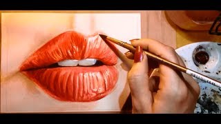 How to Paint a Realistic Mouth Lips  Watercolor Portrait Tutorial [upl. by Siegel492]