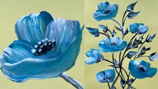 Easy Acrylic Flower Painting For Beginers 😱🖌️ jyothiarts onestroke art acrylicpaint [upl. by Laenej601]