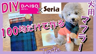 【超簡単•犬服】100均だけで犬用ポンポン付マフラーの作り方🐶トルテくん大喜び🐶【DIY・リメイク】（トイプードルのTorte channel [upl. by Honniball746]