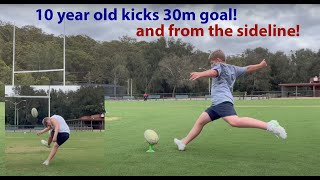 10 year old rugby  NRL goal kicker inspired by Adam Reynolds best under 10 drop kicks kicking [upl. by Leiva]