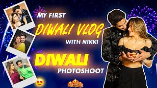 My first diwali vlog with nikki Diwali photoshoot diwali nikkitamboli arbazpatel [upl. by Euqinu]