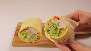 밀가루 없이 계란으로 샌드위치 만들기  치킨랩 샌드위치  다이어트 요리  Egg Wrap Sandwich [upl. by Nannette833]