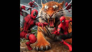 Deadpool and Spidey got ambushed by a tiger 😱🐯 [upl. by Vallonia]