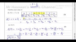 WST0101 Edexcel IAL S1 June 2023 Q5 Discrete Random Variables Expected Values Variance [upl. by Othilie]