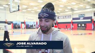 Jose Alvarado gives an injury update  Pelicans PostPractice Interview 32724 [upl. by Jordana]