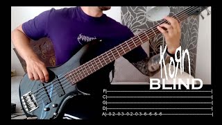 Korn  Blind Bass Cover  TABS ON SCREEN [upl. by Nahtal]