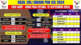 Hasil Voli Pon 2024 Hari Ini  Jawa Barat vs Jawa Tengah  Klasemen Voli PON 2024 Putri 15 September [upl. by Nonnahc]