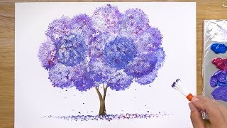 How to Paint a Violet Tree in Acrylic  JayLee [upl. by Alyworth]