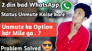 How to Unmute Whatsapp status after 2 days  How to unmute whatsapp status  Unmute whatsapp status [upl. by Cockburn]