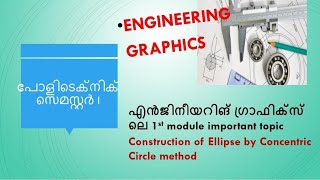 Ellipse by Concentric Circle method Semester1 Polytechnic Engineering Graphics module1 [upl. by Hsatan930]